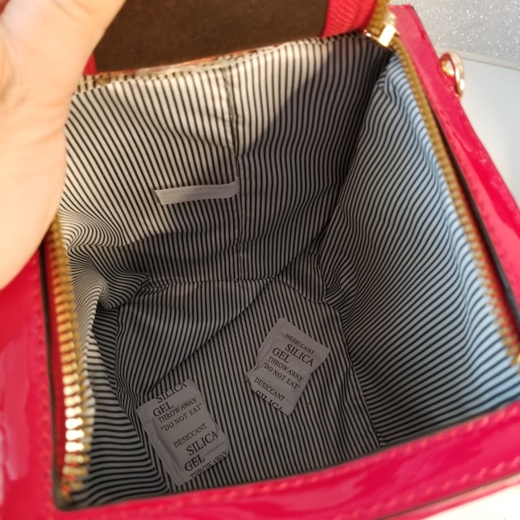 Retro Glossy Red Multicolor Square Rubiks Cube Shape Purse Chain Handbag NEW - Picture 8 of 16